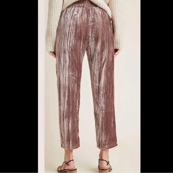 Anthro TINA + JO Josephine Tapered Trousers Mauve Pink Purple Velvet High Rise - Picture 8 of 13